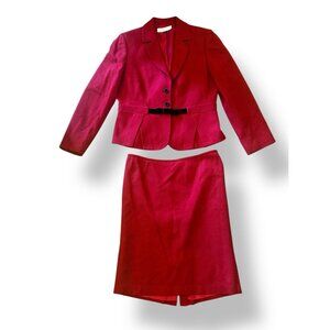 Tahari Arthur S. Levine Red Retro Peplum Skier Suit Sz 12 Wool Blend Velvet